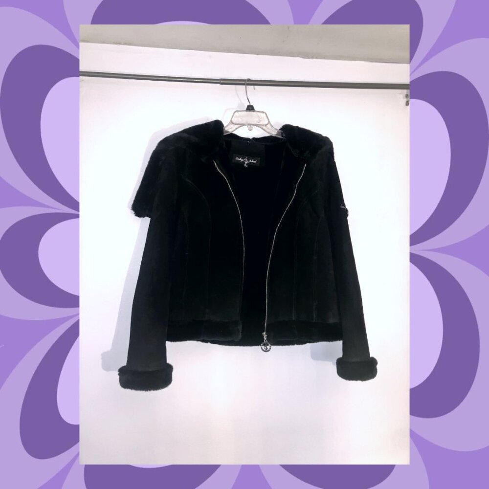 VINTAGE Baby Phat Leather Suede, Faux Fur Lined Jacket, EXTRA LARGE